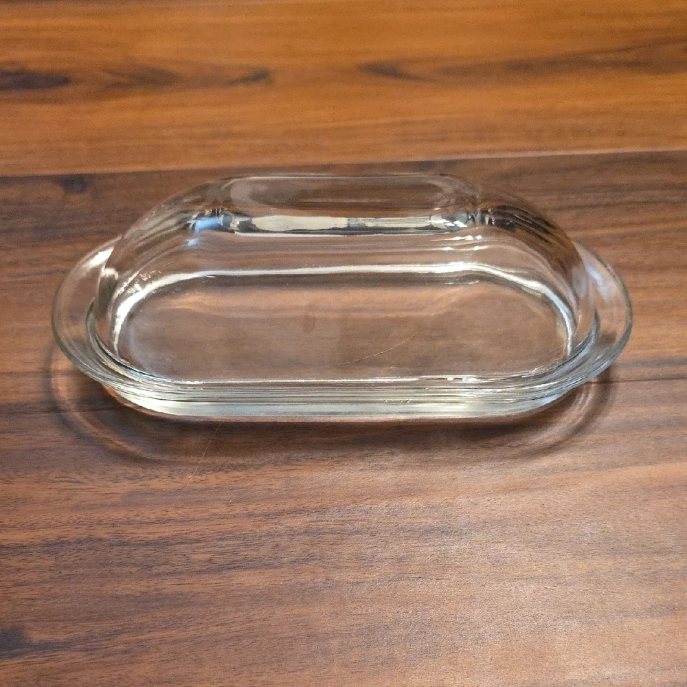 Elegant Clear Glass Butter Dish Modern Classic
